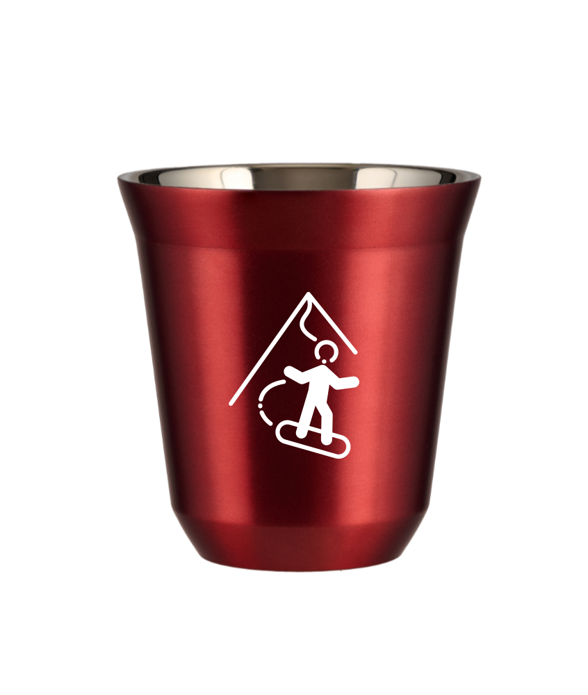 Tasse 240 ml ROUGE MÉTALLIQUE "Snowboard (blanc)" Tasse 240 ml ROUGE MÉTALLIQUE "Snowboard (blanc)"