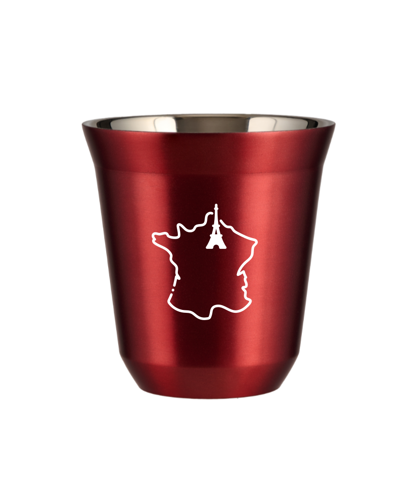 Tasse 240 ml ROUGE MÉTALLIQUE "France (blanc)" Tasse 240 ml ROUGE MÉTALLIQUE "France (blanc)"
