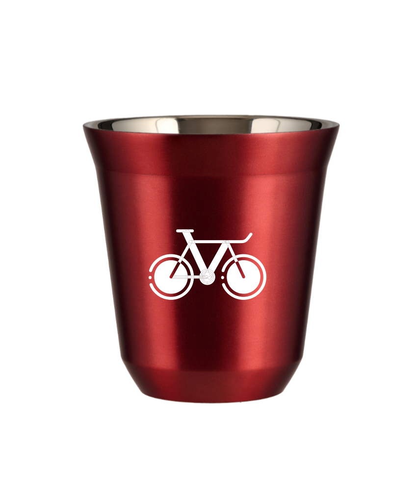 Tasse 240 ml ROUGE MÉTALLIQUE "Vélo 1 (blanc)" Tasse 240 ml ROUGE MÉTALLIQUE "Vélo 1 (blanc)"