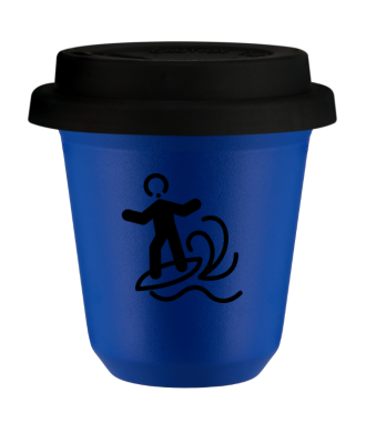 Tasse 80 ml BLEU "Planche à voile (noir)", avec couvercle noir Tasse 80 ml BLEU "Planche à voile (noir)", avec couvercle noir