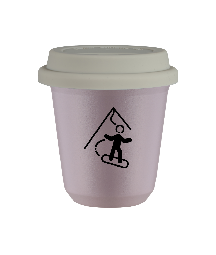 Tasse 240 ml LAVANDE "Snowboard (noir)", avec couvercle blanc Tasse 240 ml LAVANDE "Snowboard (noir)", avec couvercle blanc