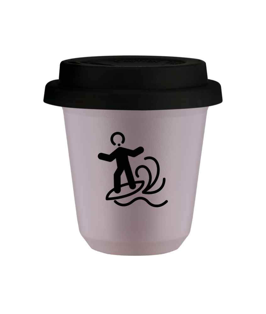 Tasse 240 ml LAVANDE "Planche à voile (noir)", avec couvercle noir