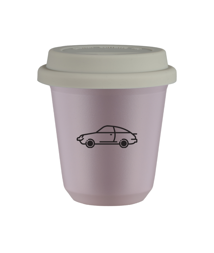 Tasse 240 ml LAVANDE "Voiture (noir)", avec couvercle blanc Tasse 240 ml LAVANDE "Voiture (noir)", avec couvercle blanc