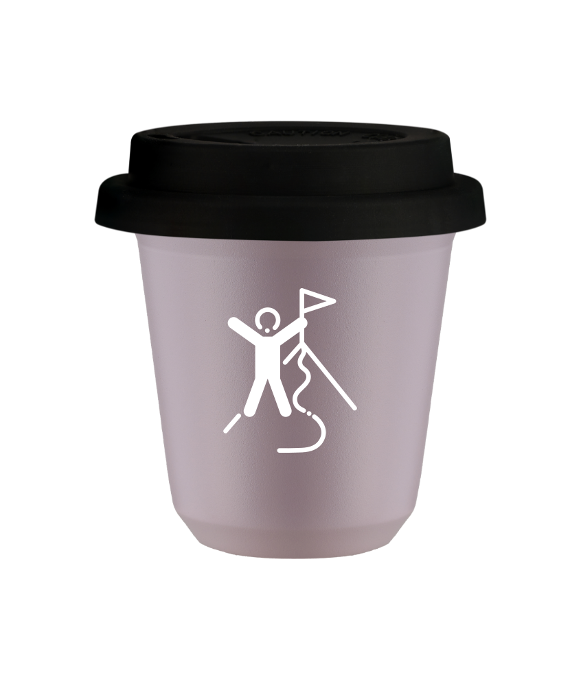 Tasse 240 ml LAVANDE "Escalade 1 (blanc)", avec couvercle noir
