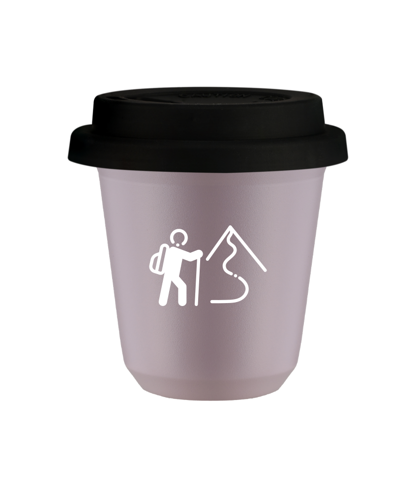 Tasse 240 ml LAVANDE "Escalade 2 (blanc)", avec couvercle noir
