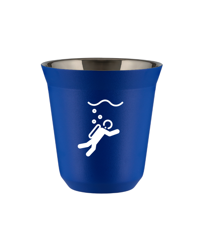 Tasse 80 ml BLEU "Plongée (blanc)"