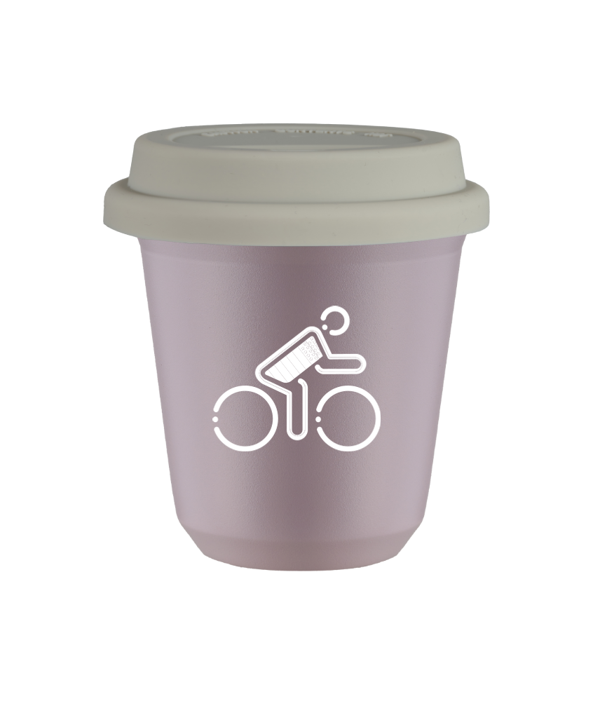 Tasse 240 ml LAVANDE "Cycliste aux couleurs britanniques (blanc)", avec couvercle blanc Tasse 240 ml LAVANDE "Cycliste aux couleurs britanniques (blanc)", avec couvercle blanc