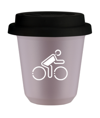 Tasse 240 ml LAVANDE "Cycliste aux couleurs polonaises (blanc)", avec couvercle noir Tasse 240 ml LAVANDE "Cycliste aux couleurs polonaises (blanc)", avec couvercle noir