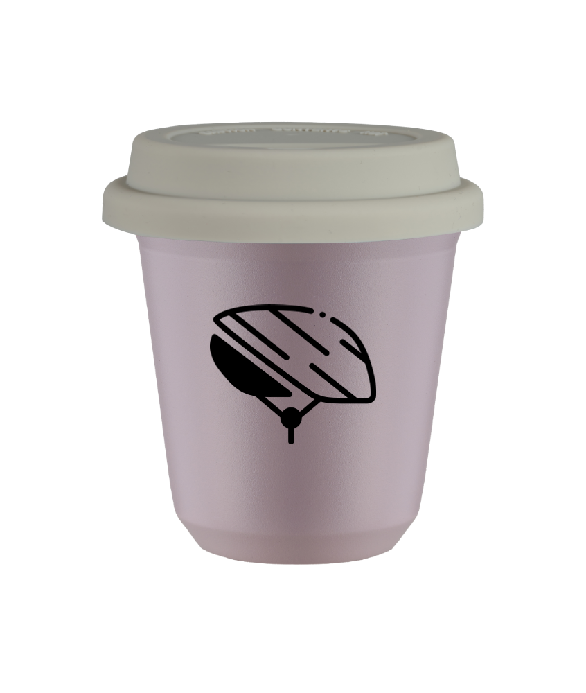 Tasse 240 ml LAVANDE "Casque (noir)", avec couvercle blanc Tasse 240 ml LAVANDE "Casque (noir)", avec couvercle blanc