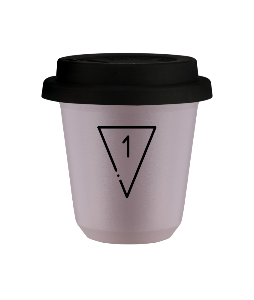 Tasse 240 ml LAVANDE "1", avec couvercle noir