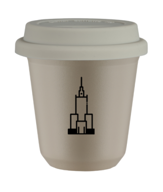 Tasse 240 ml BEIGE "Pałac kultury i nauki", avec couvercle blanc Tasse 240 ml BEIGE "Pałac kultury i nauki", avec couvercle blanc