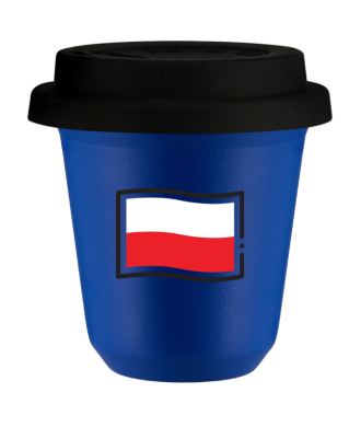 Tasse 80 ml BLEU "Drapeau polonais (noir)", avec couvercle noir Tasse 80 ml BLEU "Drapeau polonais (noir)", avec couvercle noir