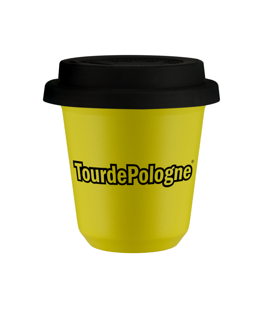 Tasse 80 ml TourDePologne , avec couvercle noir Tasse 80 ml TourDePologne , avec couvercle noir