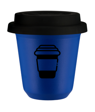 Tasse 80 ml BLEU, avec couvercle noir Tasse 80 ml BLEU, avec couvercle noir