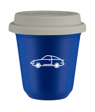 Tasse 80 ml BLEU "Voiture (blanc)", avec couvercle blanc Tasse 80 ml BLEU "Voiture (blanc)", avec couvercle blanc