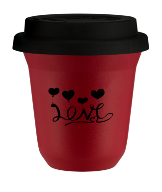 Tasse 80 ml ROUGE, avec couvercle noir Tasse 80 ml ROUGE, avec couvercle noir