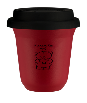 Tasse 240 ml ROUGE, avec couvercle noir Tasse 240 ml ROUGE, avec couvercle noir