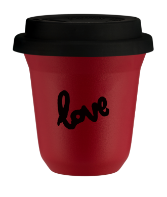 Tasse 240 ml ROUGE, avec couvercle noir Tasse 240 ml ROUGE, avec couvercle noir