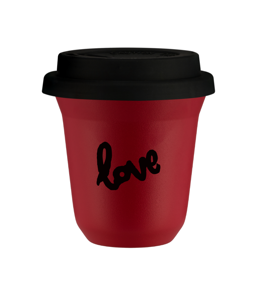 Tasse 240 ml ROUGE, avec couvercle noir