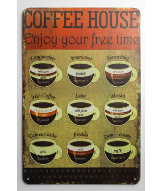 Plaque ""Coffee House – Enjoy Your Free Time"" Plaque ""Coffee House – Enjoy Your Free Time""