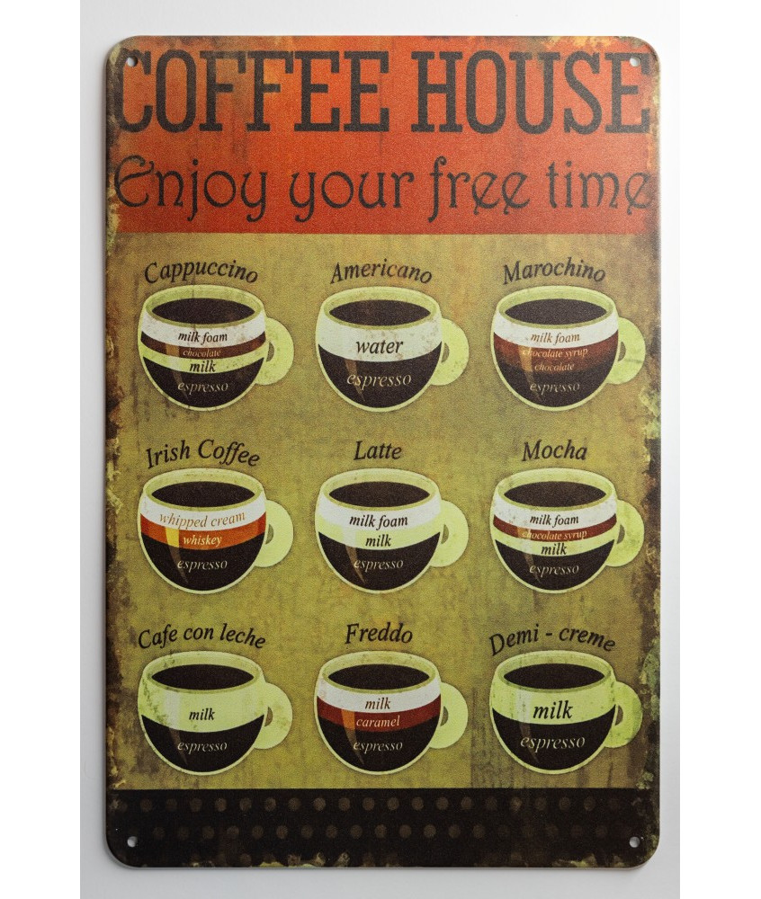 Plaque ""Coffee House – Enjoy Your Free Time"" Plaque ""Coffee House – Enjoy Your Free Time""