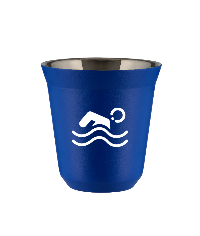 Tasse 80 ml BLEU "Natation (blanc)"