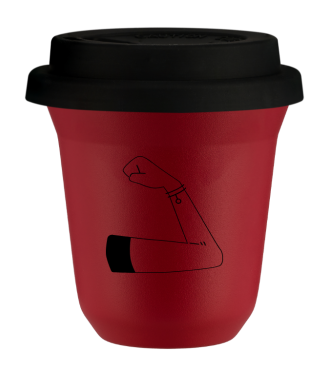 Tasse 80 ml ROUGE, avec couvercle noir Tasse 80 ml ROUGE, avec couvercle noir