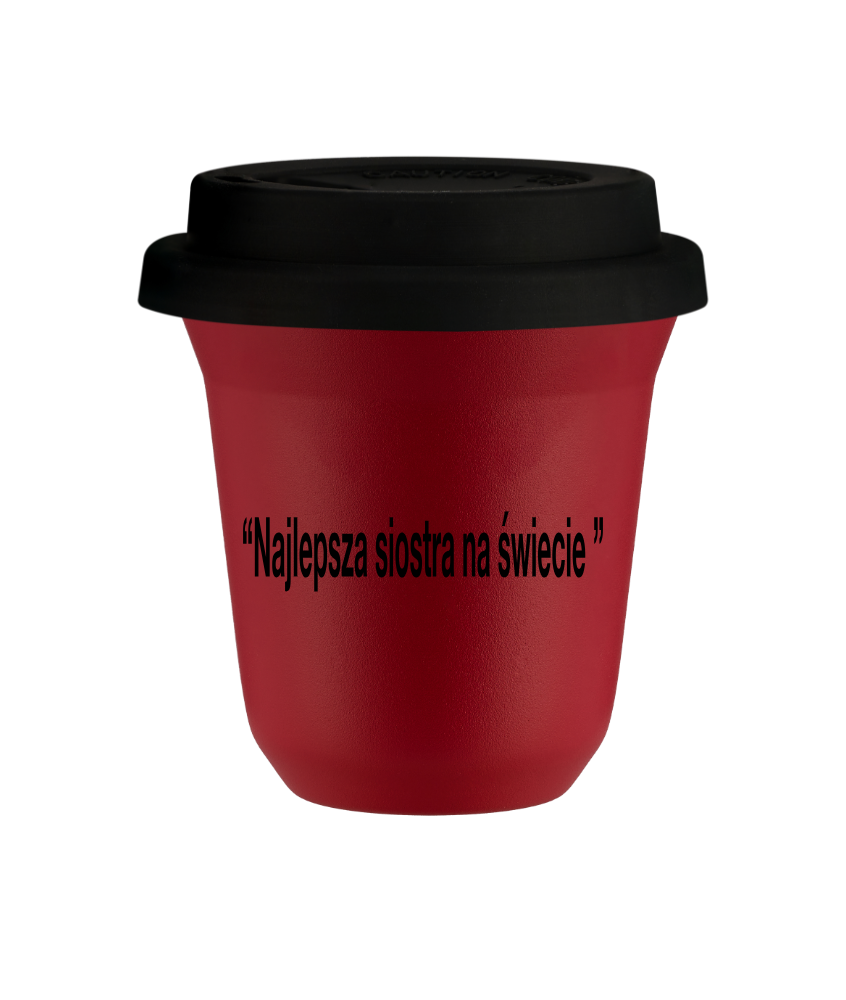 Tasse 150 ml ROUGE, avec couvercle noir