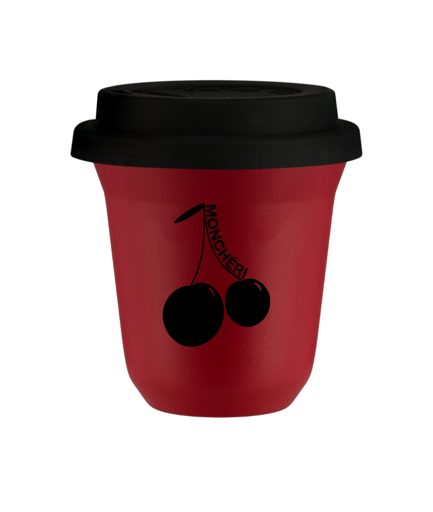 Tasse 80 ml ROUGE, avec couvercle noir