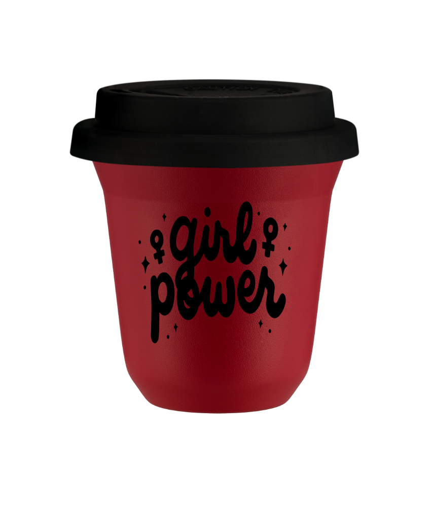 Tasse 240 ml ROUGE, avec couvercle noir