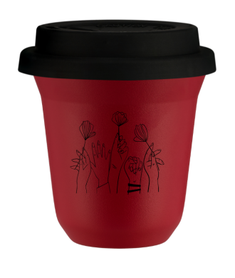 Tasse 80 ml ROUGE, avec couvercle noir Tasse 80 ml ROUGE, avec couvercle noir