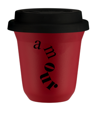 Tasse 150 ml ROUGE, avec couvercle noir Tasse 150 ml ROUGE, avec couvercle noir