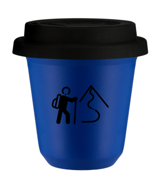 Tasse 80 ml BLEU "Escalade 2 (noir)", avec couvercle noir Tasse 80 ml BLEU "Escalade 2 (noir)", avec couvercle noir