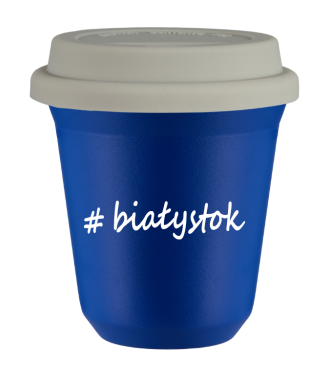 Tasse 240 ml BLEU "Białystok", avec couvercle blanc Tasse 240 ml BLEU "Białystok", avec couvercle blanc