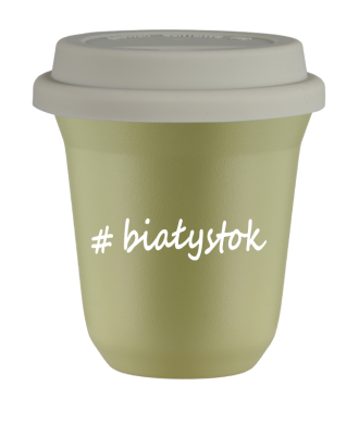 Tasse 150 ml PISTACHE "Białystok", avec couvercle blanc Tasse 150 ml PISTACHE "Białystok", avec couvercle blanc