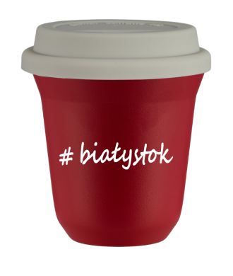 Tasse 150 ml ROUGE "Białystok", avec couvercle blanc Tasse 150 ml ROUGE "Białystok", avec couvercle blanc