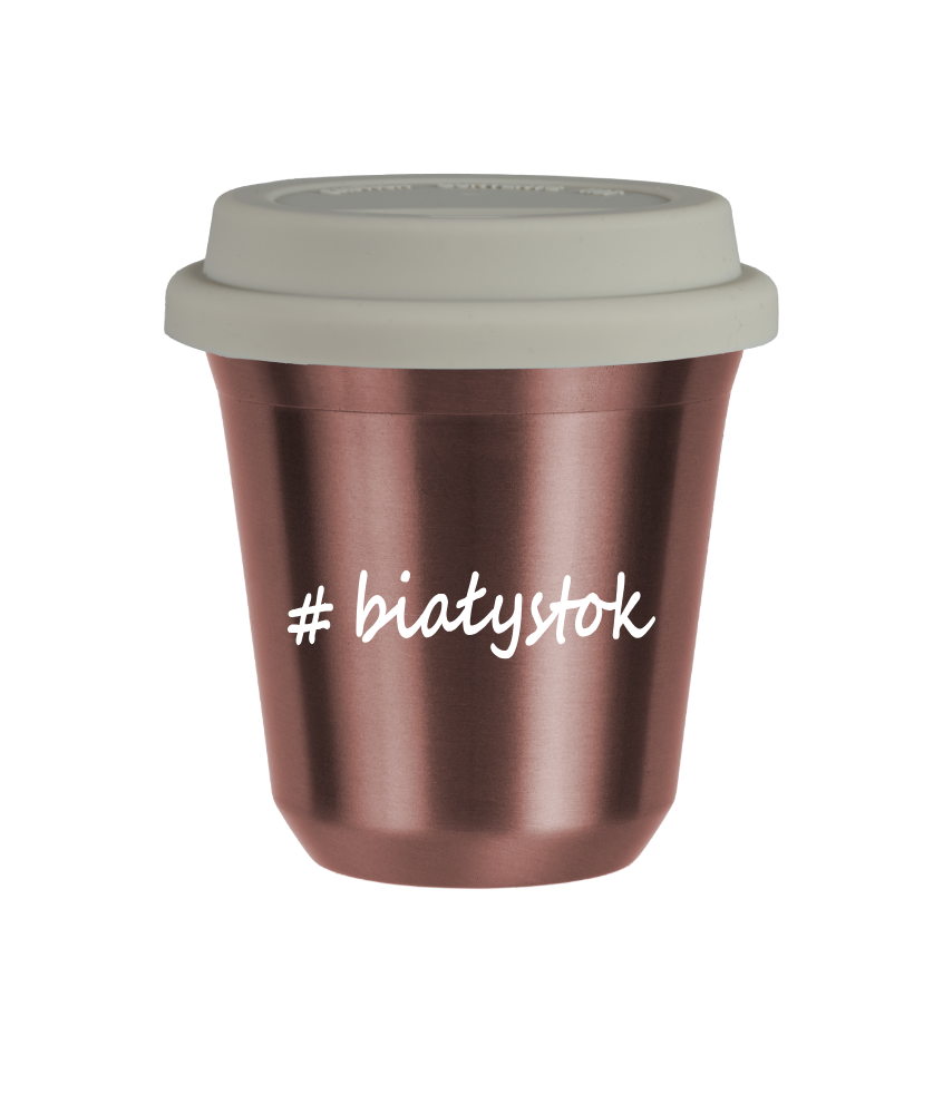 Tasse 80 ml OR ROSE "Białystok", avec couvercle blanc