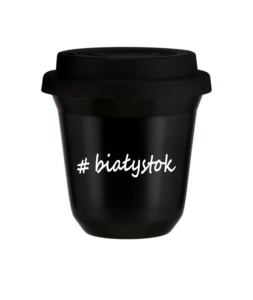 Tasse 150 ml NOIR "Białystok", avec couvercle noir Tasse 150 ml NOIR "Białystok", avec couvercle noir