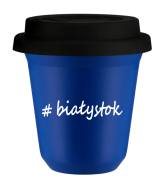 Tasse 240 ml BLEU "Białystok", avec couvercle noir Tasse 240 ml BLEU "Białystok", avec couvercle noir