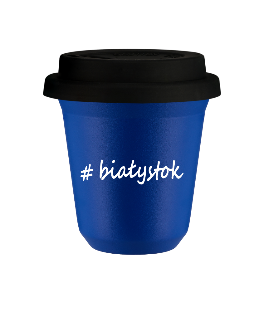 Tasse 240 ml BLEU "Białystok", avec couvercle noir