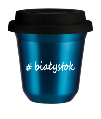 Tasse 240 ml BLEU MÉTALLIQUE "Białystok", avec couvercle noir Tasse 240 ml BLEU MÉTALLIQUE "Białystok", avec couvercle noir