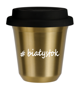Tasse 150 ml OR "Białystok", avec couvercle noir Tasse 150 ml OR "Białystok", avec couvercle noir