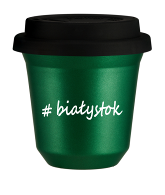 Tasse 150 ml VERT MÉTALLIQUE "Białystok", avec couvercle noir Tasse 150 ml VERT MÉTALLIQUE "Białystok", avec couvercle noir