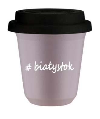 Tasse 150 ml LAVANDE "Białystok", avec couvercle noir Tasse 150 ml LAVANDE "Białystok", avec couvercle noir