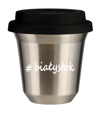 Tasse 150 ml ARGENT "Białystok", avec couvercle noir Tasse 150 ml ARGENT "Białystok", avec couvercle noir