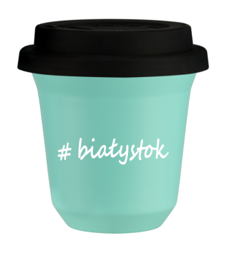 Tasse 80 ml TURQUOISE "Białystok", avec couvercle noir Tasse 80 ml TURQUOISE "Białystok", avec couvercle noir