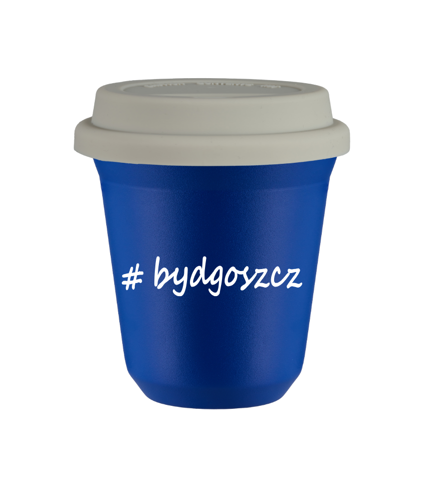 Tasse 80 ml BLEU "Bydgoszcz", avec couvercle blanc Tasse 80 ml BLEU "Bydgoszcz", avec couvercle blanc