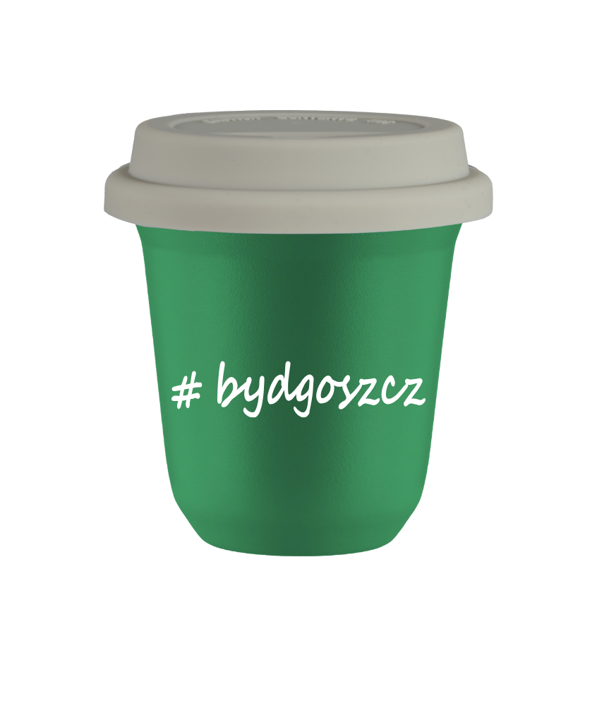 Tasse 150 ml VERT "Bydgoszcz", avec couvercle blanc