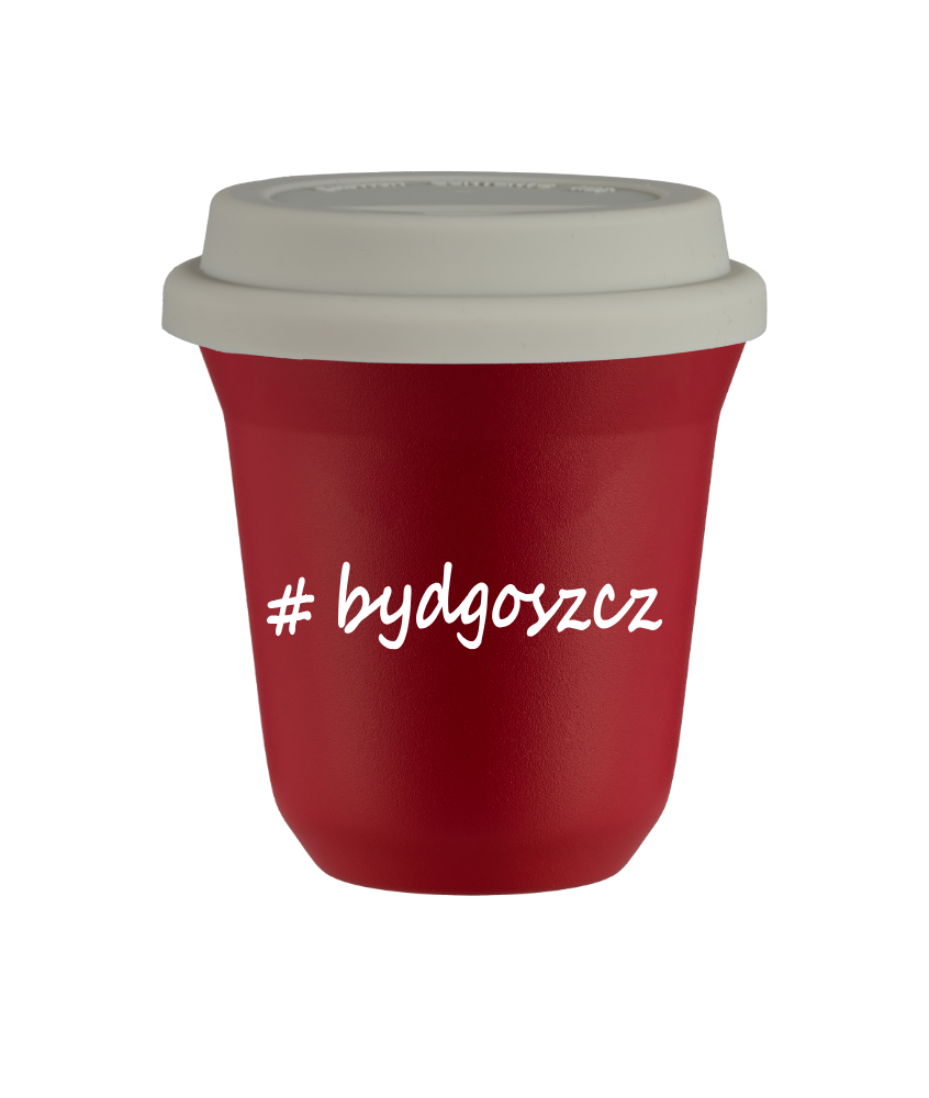 Tasse 80 ml ROUGE "Bydgoszcz", avec couvercle blanc Tasse 80 ml ROUGE "Bydgoszcz", avec couvercle blanc