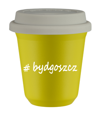 Tasse 240 ml JAUNE "Bydgoszcz", avec couvercle blanc Tasse 240 ml JAUNE "Bydgoszcz", avec couvercle blanc